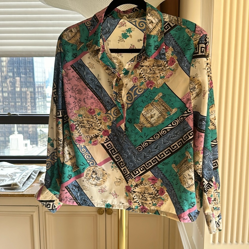 COPY - COPY - ALFRED DUNNER boxy blouse , L/S button closure